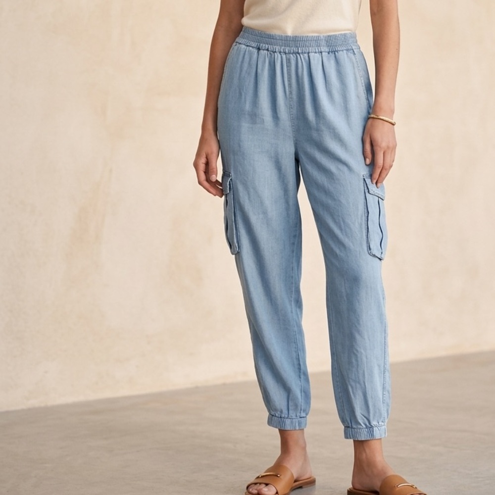 Generation Love Lyocell High-Rise Cargo Joggers | Blue XS